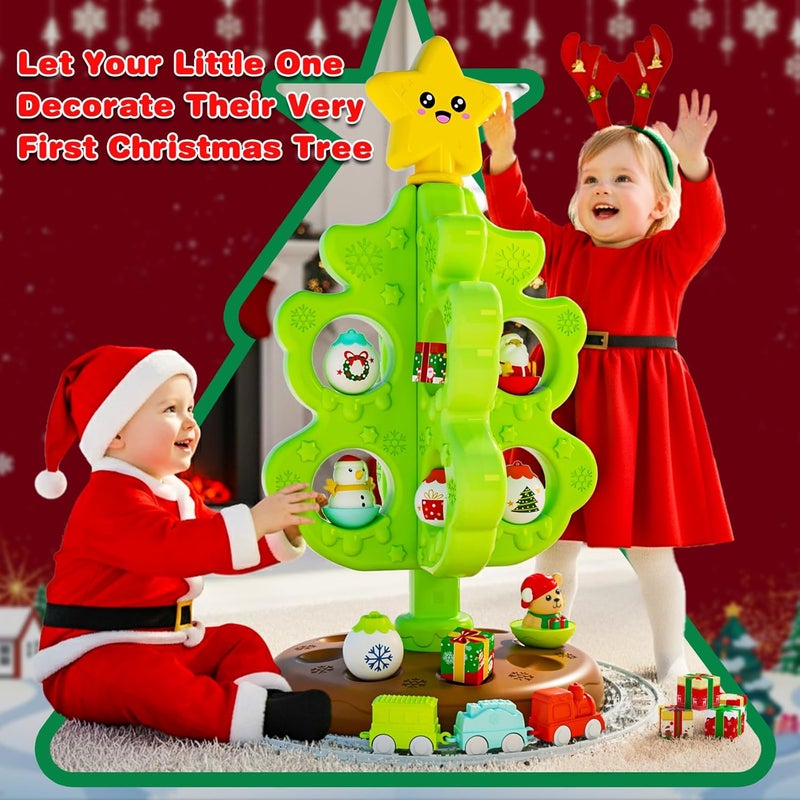 Surelect Store My First Christmas Tree for Toddlers, Montessori Christmas Decoration Toy with Ornaments, Mini Train Set, Roly Poly Toys, Finger Puppets, Birthday Xmas Gifts for Little Kids Boys and Girls - Image 2